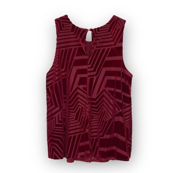 Anthropologie Sunday in Brooklyn Labyrinth Red Velvet Swing Tank Top Women’s XS - Picture 3 of 10